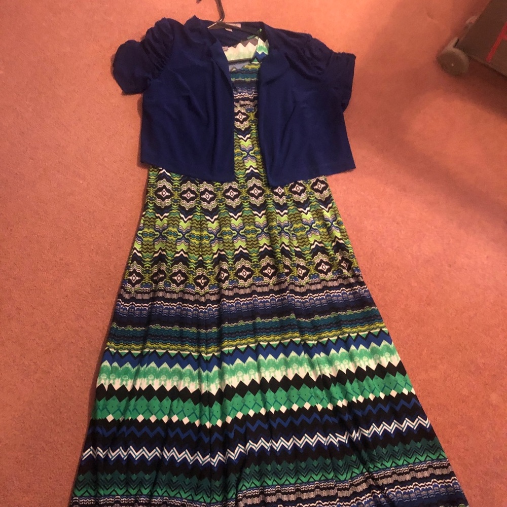 Beautiful royal blue and green chevron dress